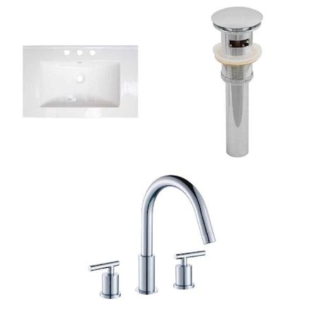 American Imaginations 23.75" W 3H8" Ceramic Top Set In White Color, Overflow Drain Incl. AI-16670